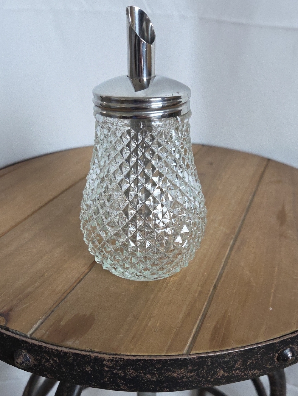 Clear Glass Sugar Dispenser with Silver Lid